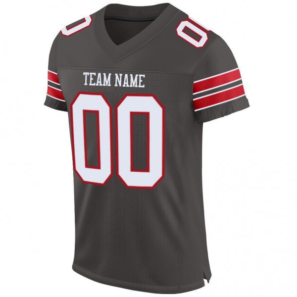 Men's Custom Pewter White-Red Mesh Authentic Football Jersey