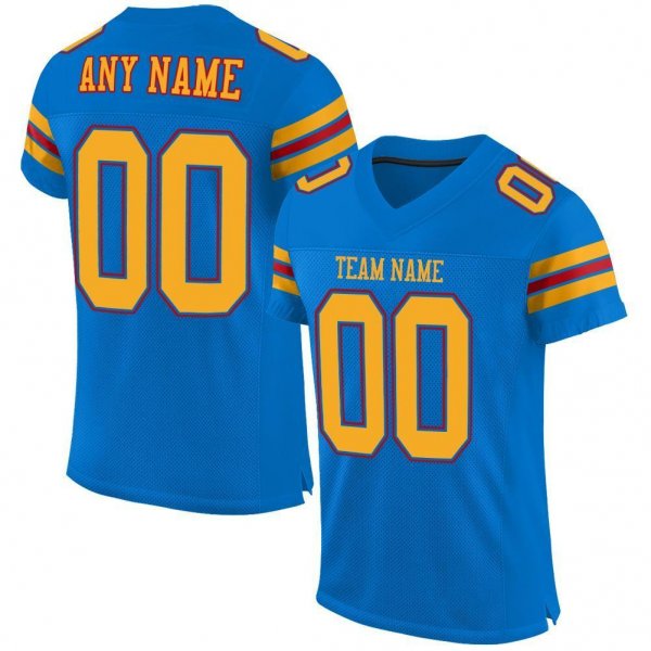 Men's Custom Panther Blue Gold-Red Mesh Authentic Football Jersey