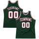 Men's Custom Hunter Green White-Red Authentic Throwback Basketball Jersey