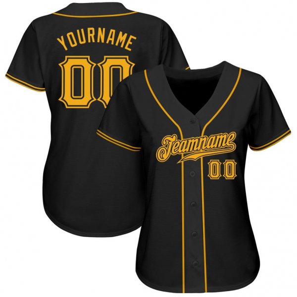 Men's Custom Black Gold Authentic Baseball Jersey