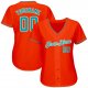 Men's Custom Orange Aqua-White Authentic Baseball Jersey