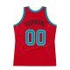 Men's Custom Red Teal-Black Authentic Throwback Basketball Jersey