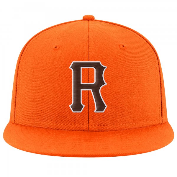 Custom Orange Brown-White Stitched Adjustable Snapback Hat