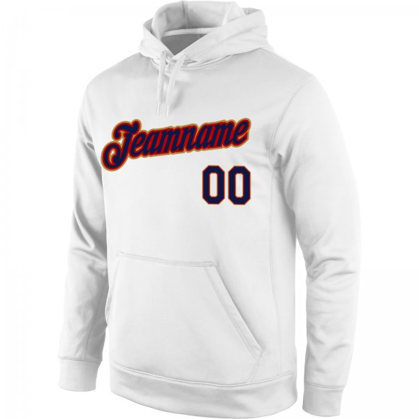 Men's Custom Stitched White Navy-Old Gold Sports Pullover Sweatshirt Hoodie