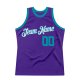 Men's Custom Purple Teal-White Authentic Throwback Basketball Jersey