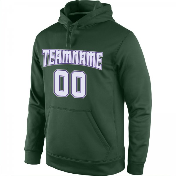 Men's Custom Stitched Green White-Purple Sports Pullover Sweatshirt Hoodie