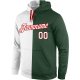 Men's Custom Stitched Green White-Red Split Fashion Sports Pullover Sweatshirt Hoodie