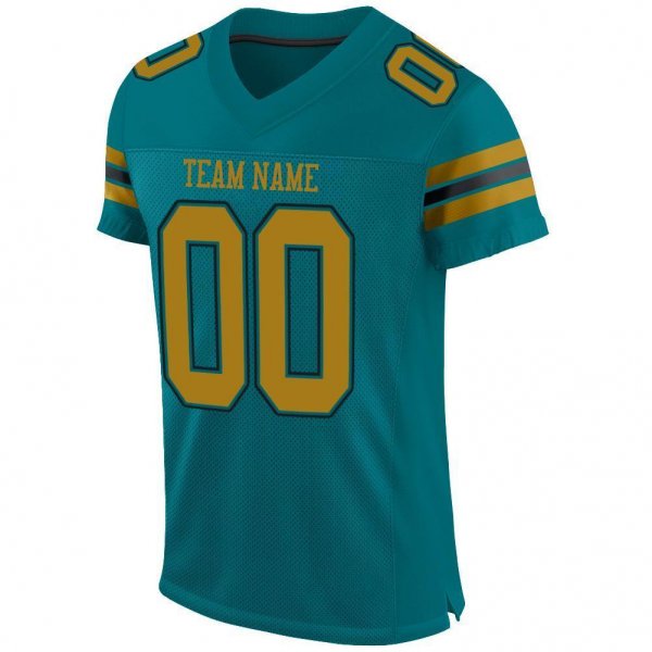 Men's Custom Teal Old Gold-Black Mesh Authentic Football Jersey