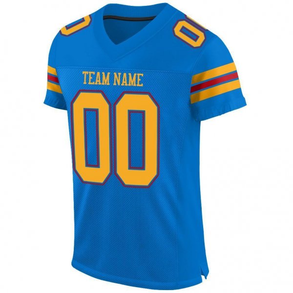 Men's Custom Panther Blue Gold-Red Mesh Authentic Football Jersey