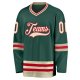 Men's Custom Green Cream-Red Hockey Jersey