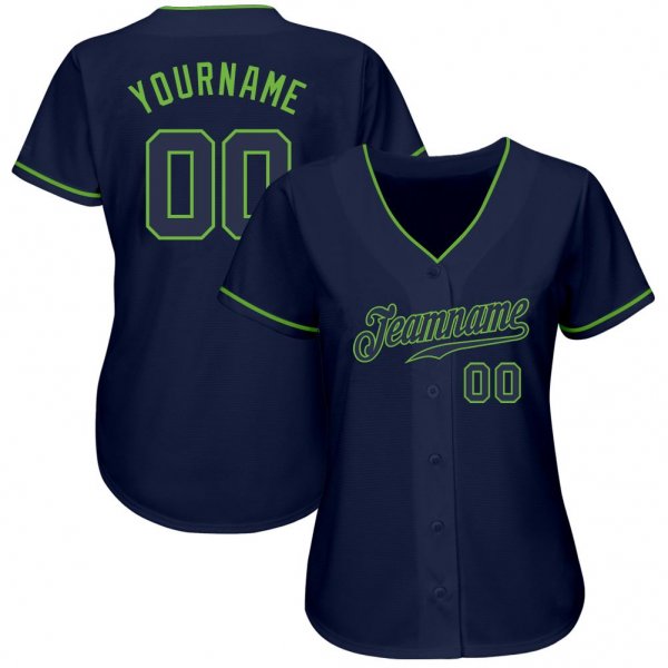 Men's Custom Navy Navy-Neon Green Authentic Baseball Jersey