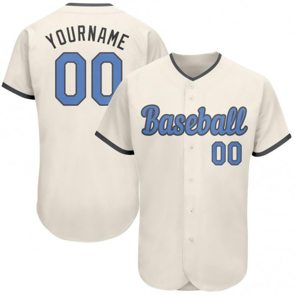 Men's Custom Cream Light Blue-Dark Gray Authentic Father's Day Baseball Jersey