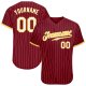 Men's Custom Crimson Cream Pinstripe Gold-White Authentic Baseball Jersey