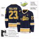 Men's Custom Navy Gold-White Hockey Jersey