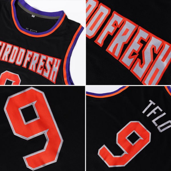 Men's Custom Black White-Red Authentic Throwback Basketball Jersey