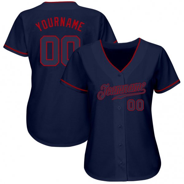 Men's Custom Navy Navy-Red Authentic Baseball Jersey