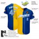 Men's Custom Royal Light Blue-Gold Authentic Split Fashion Baseball Jersey