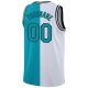 Men's Custom White Teal-Black Authentic Split Fashion Basketball Jersey