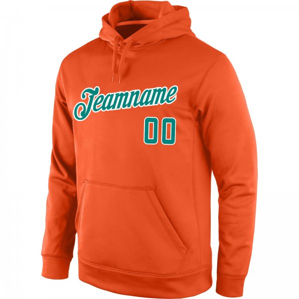 Men's Custom Stitched Orange Aqua-White Sports Pullover Sweatshirt Hoodie