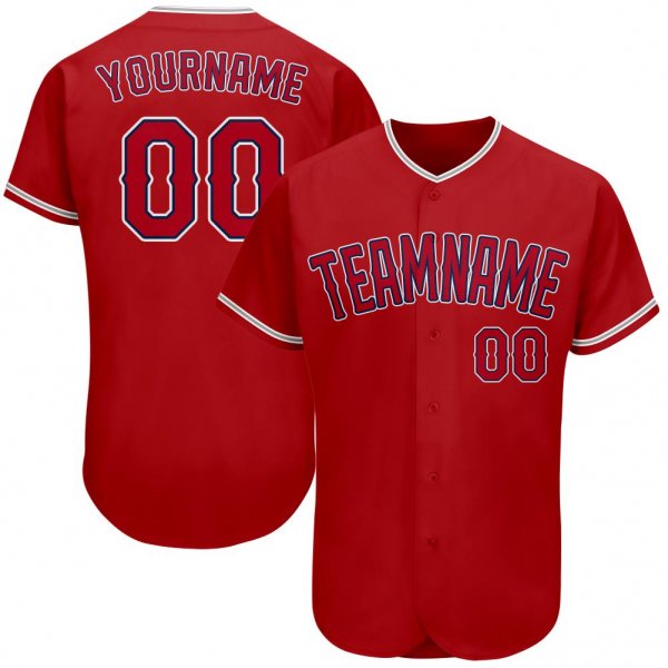 Men's Custom Red Red-Navy Authentic Baseball Jersey