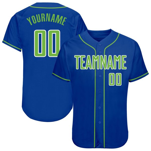 Men's Custom Royal Neon Green-White Authentic Baseball Jersey