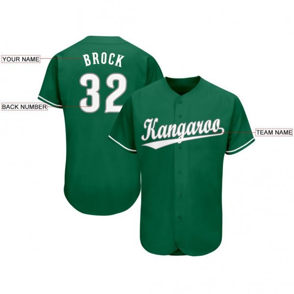 Men's Custom Kelly Green White-Gray Baseball Jersey