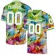 Men's Custom Graffiti Pattern-White Neon Green 3D Mesh Authentic Throwback Football Jersey