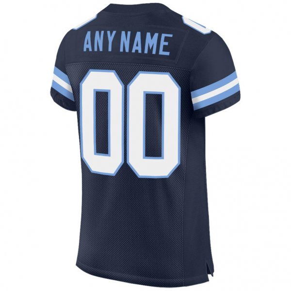 Men's Custom Navy White-Light Blue Mesh Authentic Football Jersey