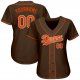 Men's Custom Brown Orange-White Authentic Baseball Jersey