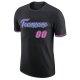 Men's Custom Black Pink-Light Blue Performance T-Shirt