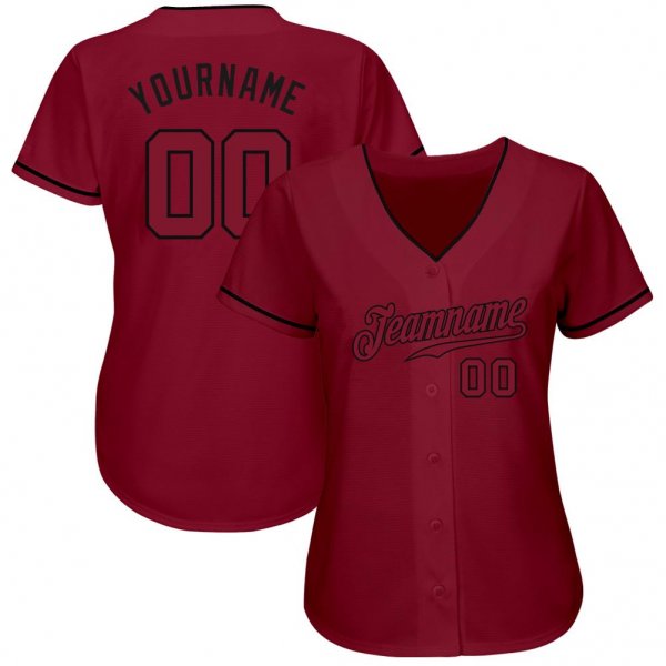 Men's Custom Crimson Crimson-Black Authentic Baseball Jersey