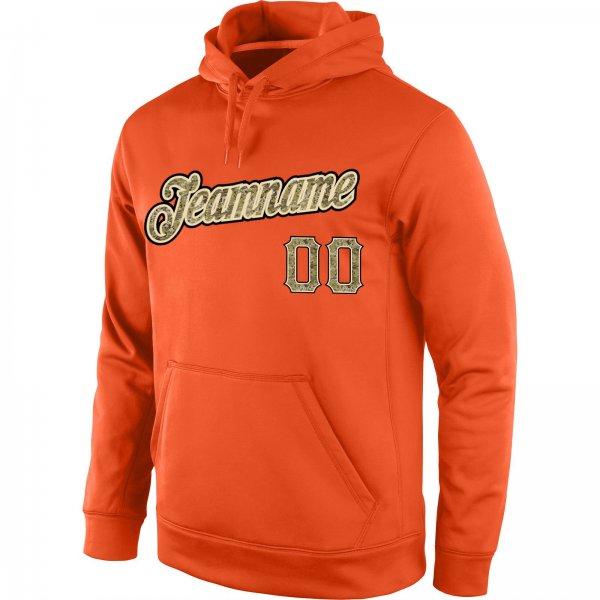 Men's Custom Stitched Orange Camo-Cream Sports Pullover Sweatshirt Hoodie