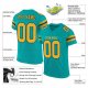 Men's Custom Aqua Gold-Black Mesh Authentic Football Jersey