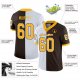 Men's Custom Brown Gold-White Mesh Split Fashion Football Jersey