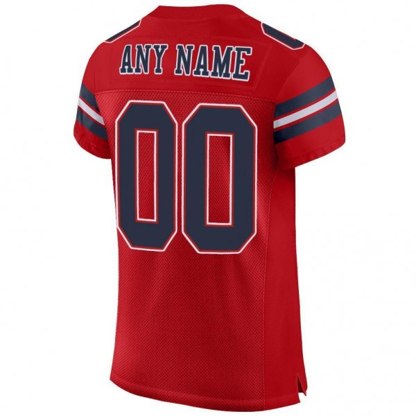 Men's Custom Red Navy-White Mesh Authentic Football Jersey