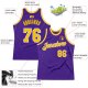 Men's Custom Purple Gold-White Authentic Throwback Basketball Jersey