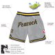 Men's Custom Silver Gray Navy-Gold Authentic Throwback Basketball Shorts