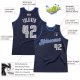 Men's Custom Navy Silver Gray-Blue Authentic Throwback Basketball Jersey