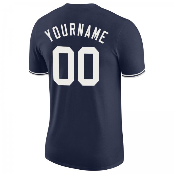 Men's Custom Navy White Performance T-Shirt