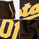 Men's Custom Brown Gold-White Authentic Throwback Rib-Knit Baseball Jersey Shirt