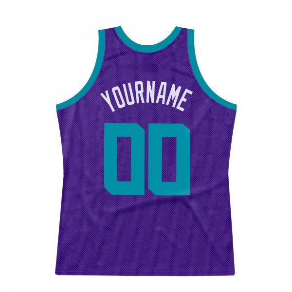 Men's Custom Purple Teal-White Authentic Throwback Basketball Jersey