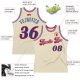 Men's Custom Cream Royal-Red Authentic Throwback Basketball Jersey