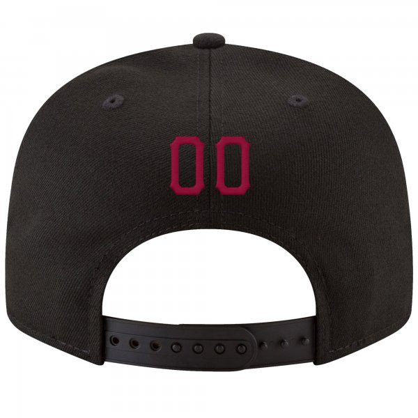 Custom Black Crimson-White Stitched Adjustable Snapback Hat