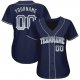 Men's Custom Navy Silver-White Authentic Drift Fashion Baseball Jersey