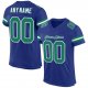 Men's Custom Royal Kelly Green-White Mesh Authentic Football Jersey