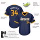 Men's Custom Navy Gold-White Authentic Throwback Rib-Knit Baseball Jersey Shirt