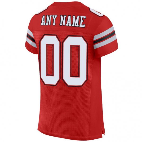 Men's Custom Scarlet White-Black Mesh Authentic Football Jersey