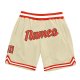 Men's Custom Cream Orange-White Authentic Throwback Basketball Shorts