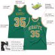 Men's Custom Kelly Green Old Gold-White Authentic Throwback Basketball Jersey