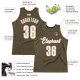 Men's Custom Olive White-Old Gold Authentic Throwback Basketball Jersey